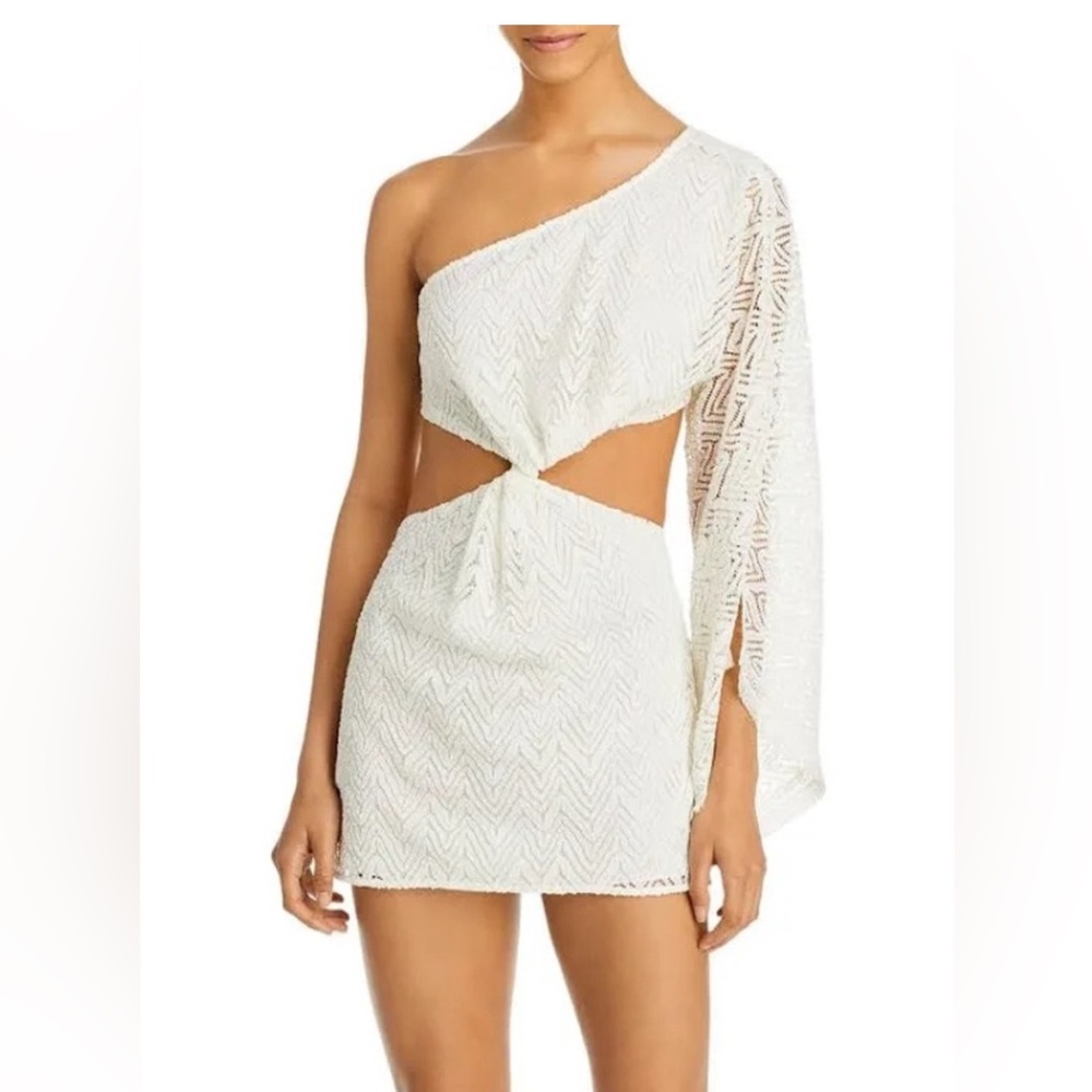 Ramy Brook White One-Shoulder Lace Dress